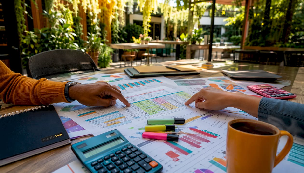 How to assess franchise financials: a UK guide Hands analyzing colorful financial documents