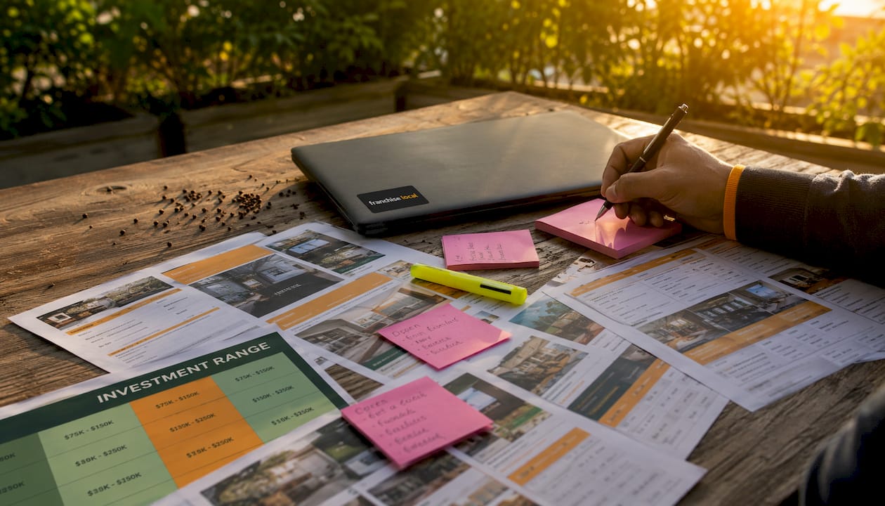 The role of listings in franchising: a UK guide Side profile of hand annotating franchise listing papers