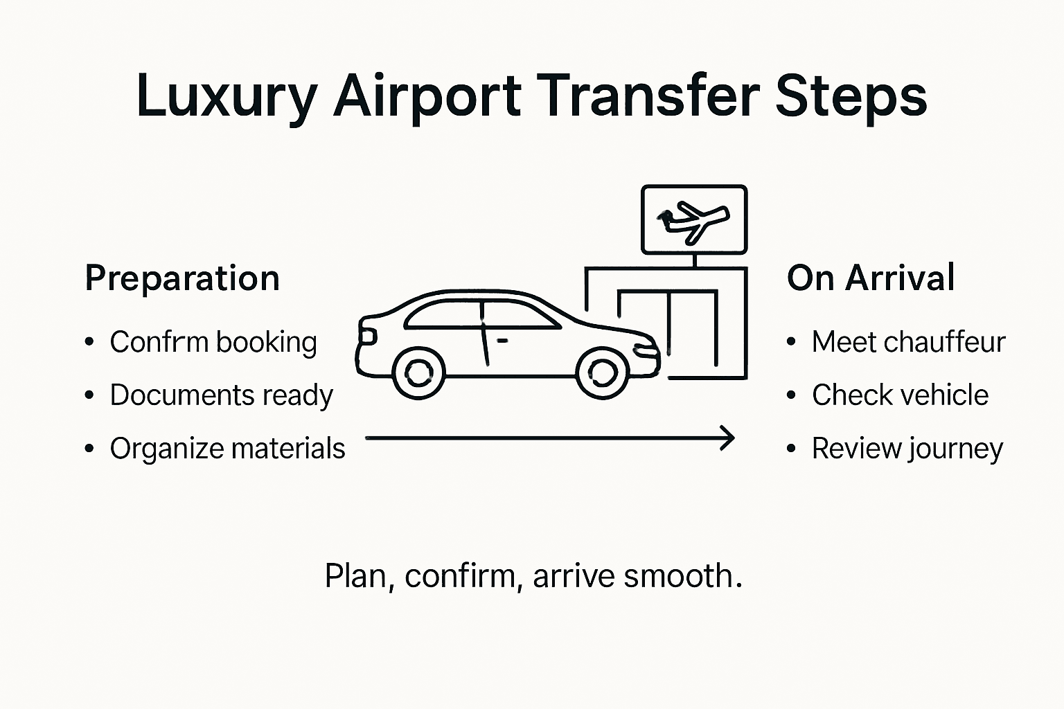 Infographic showing steps for luxury airport transfer