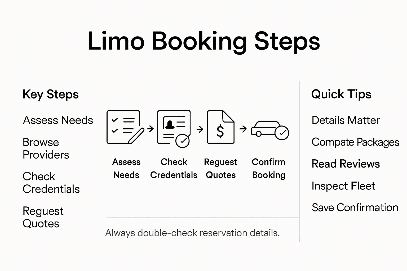 Infographic showing key limo booking steps