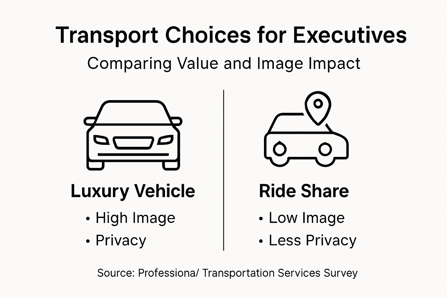 Infographic comparing executive transport options