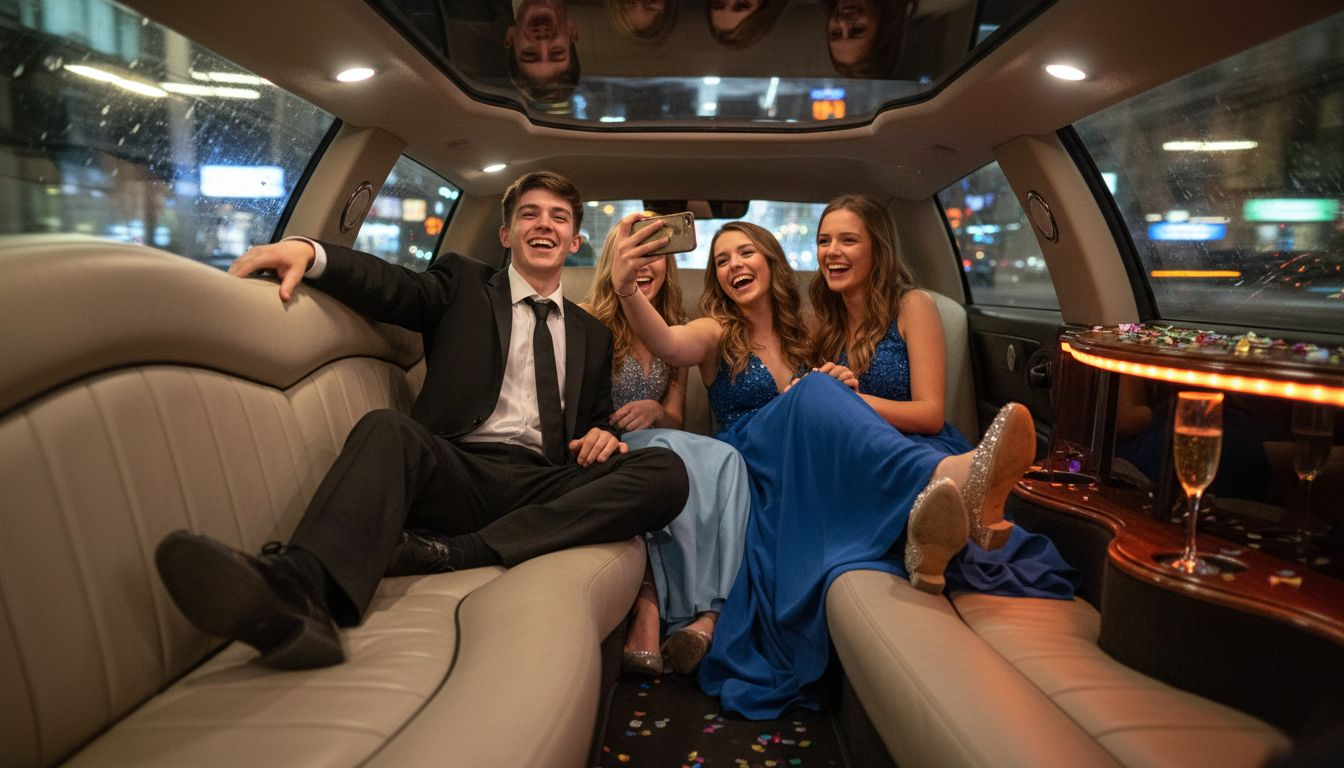 Teens ride inside stretch limousine Maryland