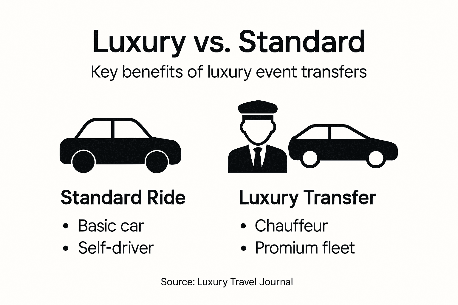Infographic comparing luxury and standard transfers