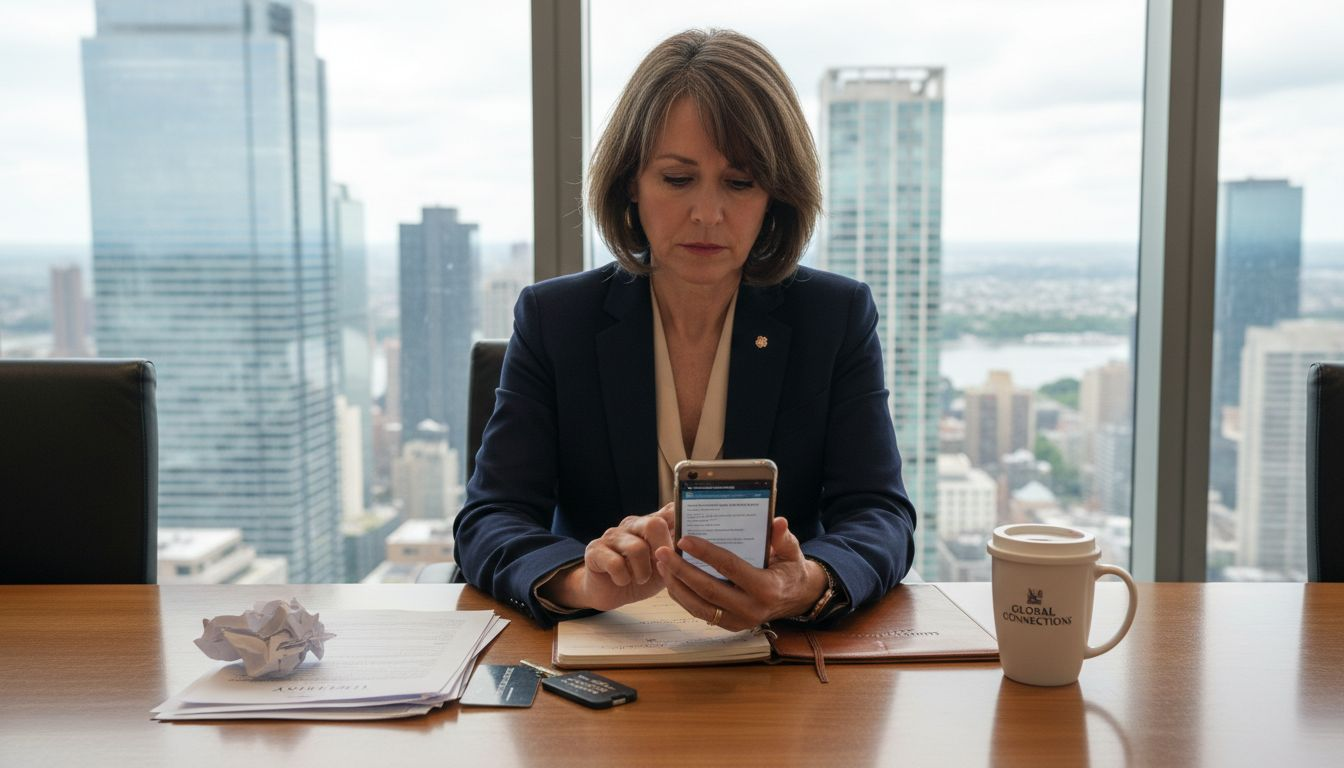 Businesswoman reviewing car service confirmation