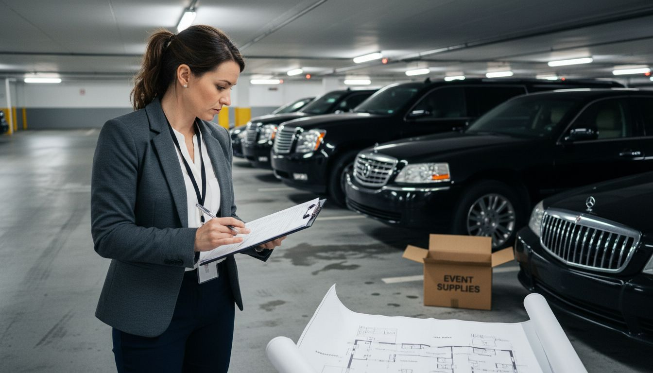 Event planner choosing among luxury vehicles