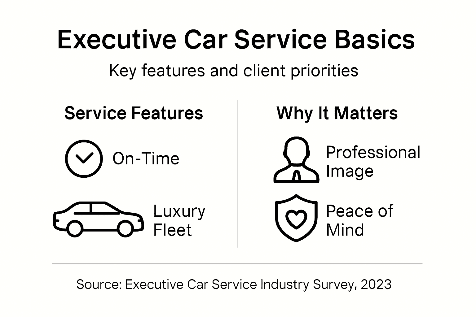 Infographic showing executive car service features and benefits