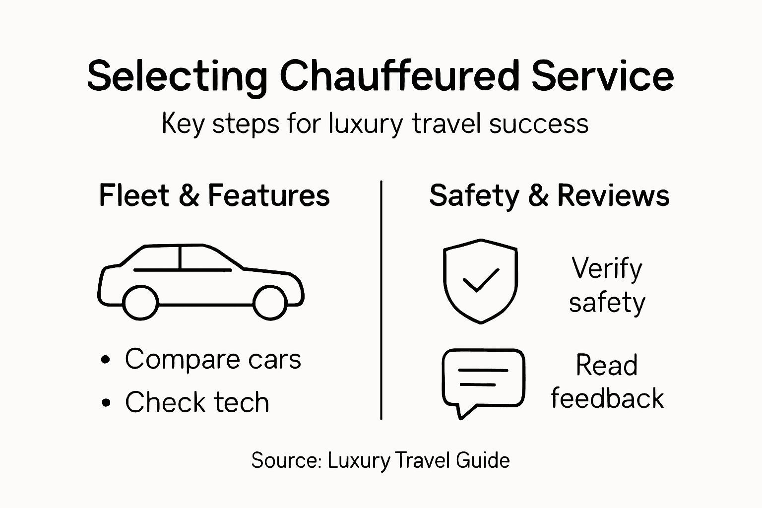 Infographic outline of luxury chauffeured service steps