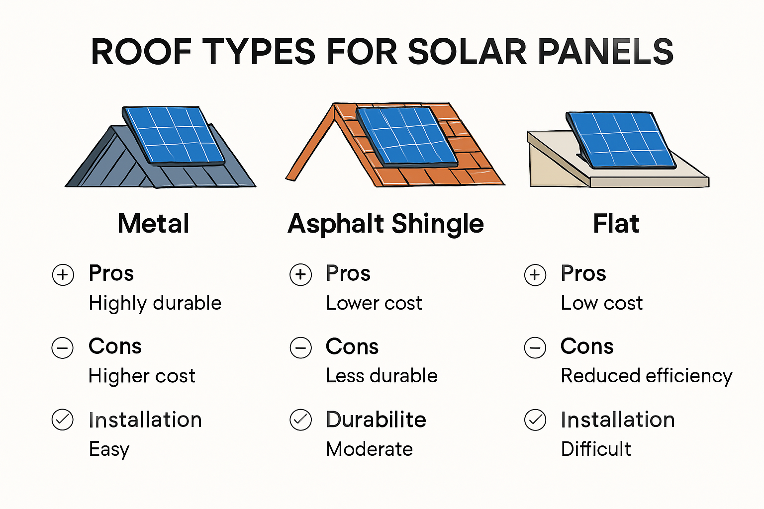 pros and cons for solar panels on different roofing systems photo chart