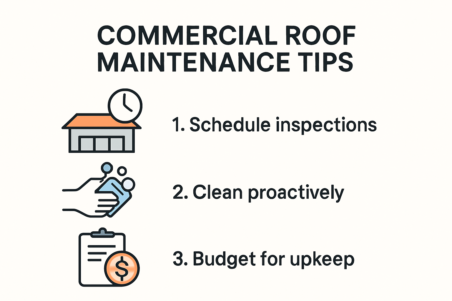 photo chart about commercial roofing maintenance tips in Montana