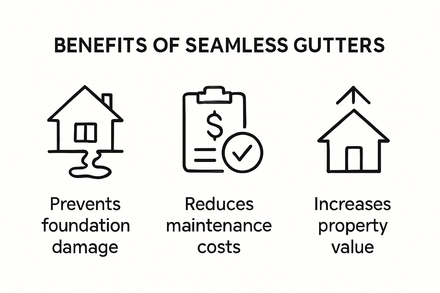 a photo chart showing the benefits of seamless gutters in Helena MT