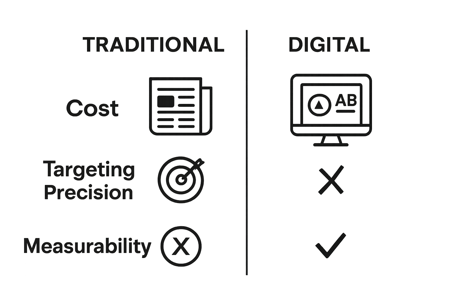 traditional advertising compared to digital advertising explained