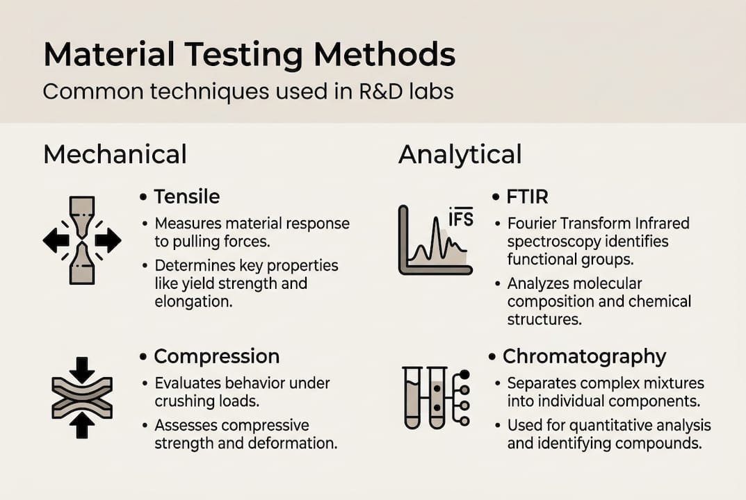 Infographic of material testing lab methods