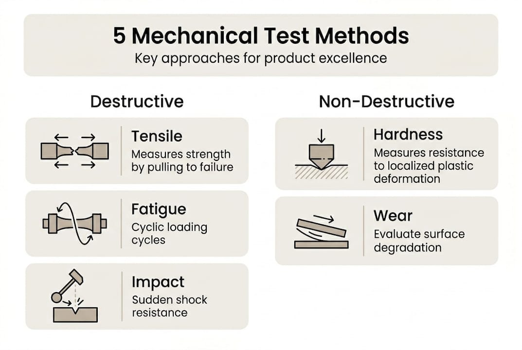 Infographic showing five mechanical test methods