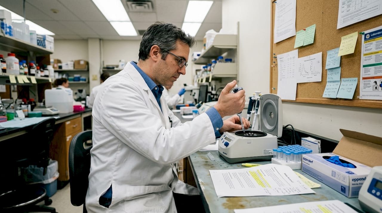 Scientist preparing protein assay samples