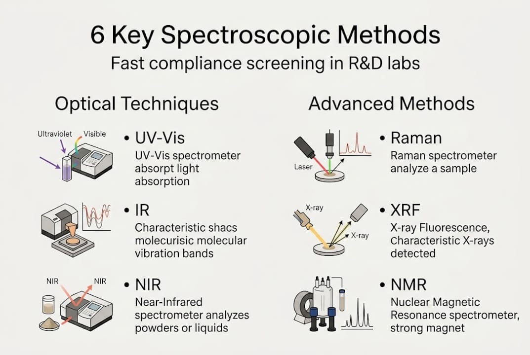 Infographic of six main spectroscopic methods