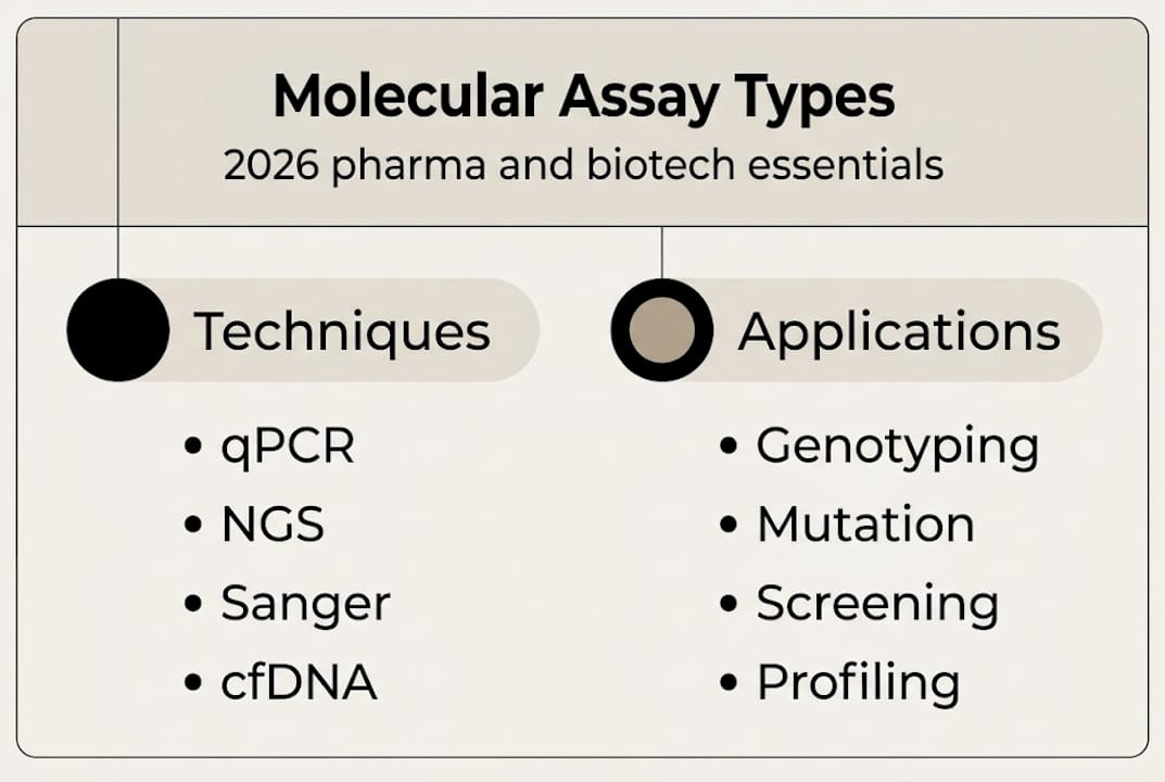Infographic showing molecular assay types and uses