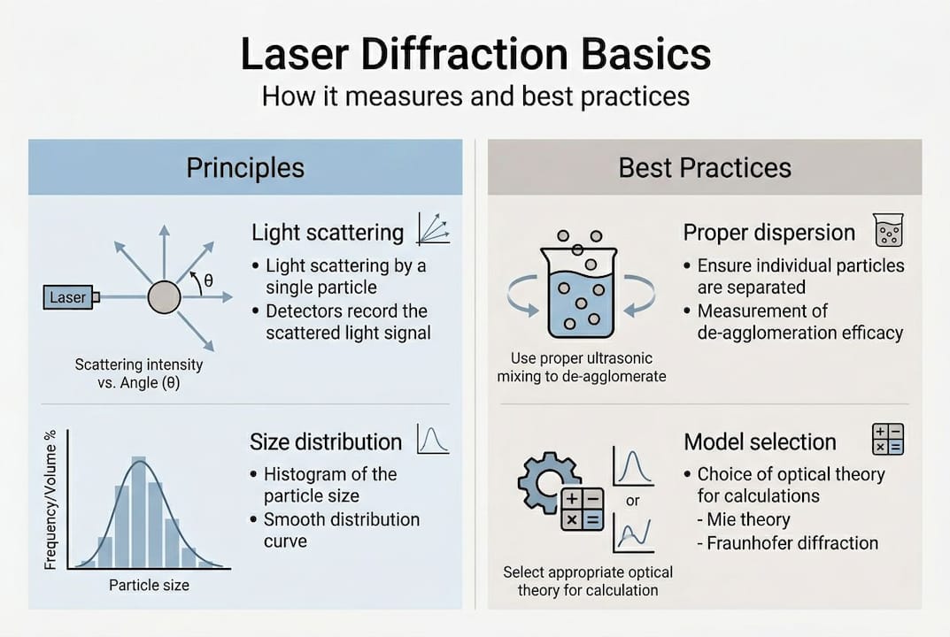 Laser diffraction principles and best practices infographic