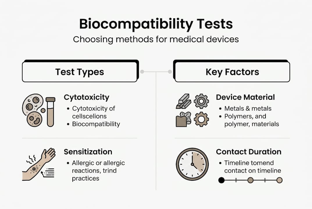 Infographic summarizing biocompatibility test types