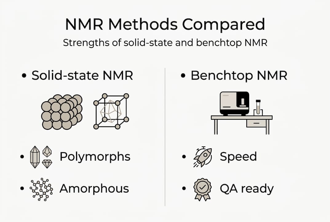 Infographic comparing NMR methods and strengths