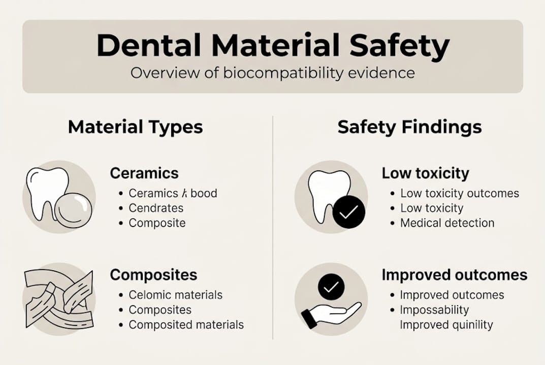 Infographic summarizing dental material safety
