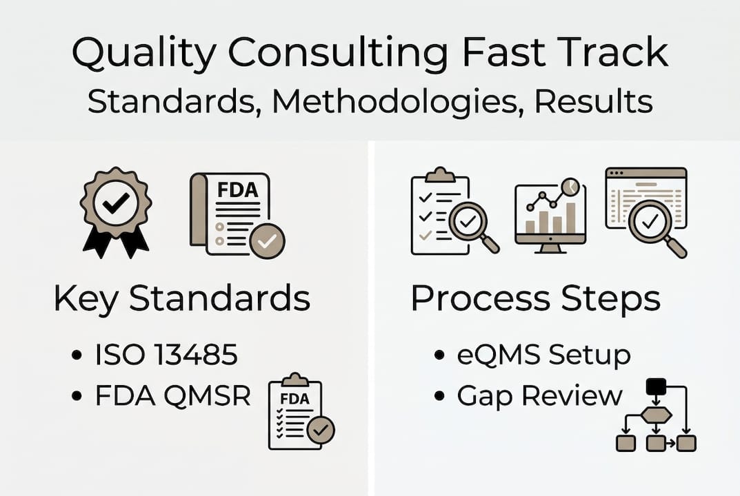 Infographic with standards and process steps