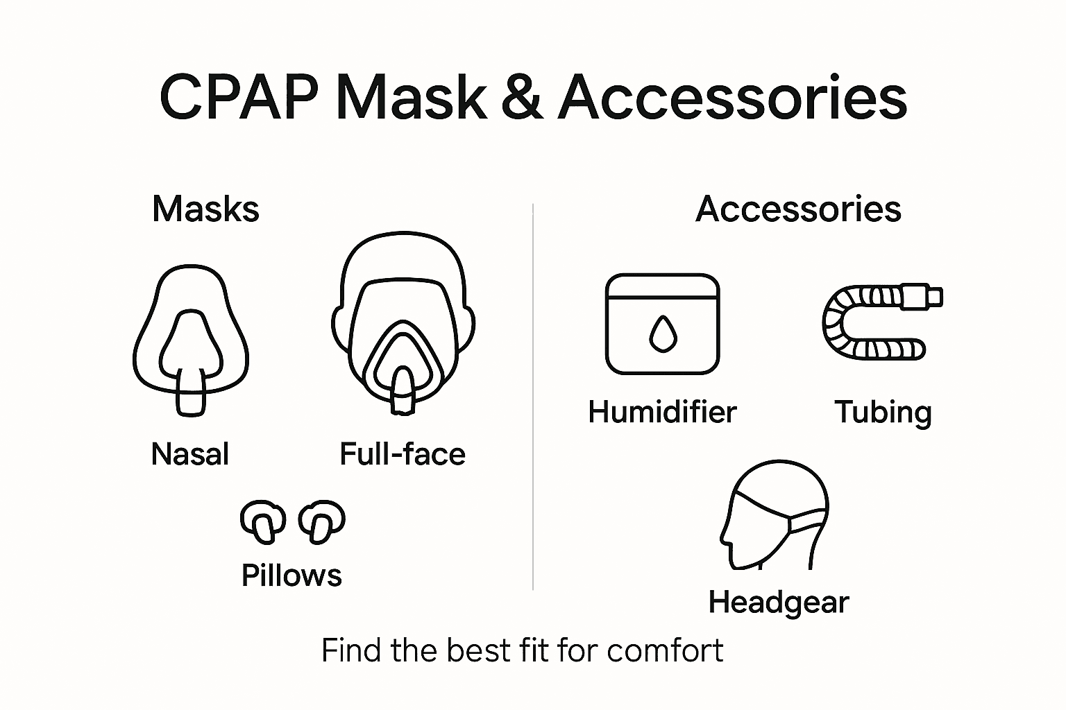 Infographic CPAP mask and accessories overview