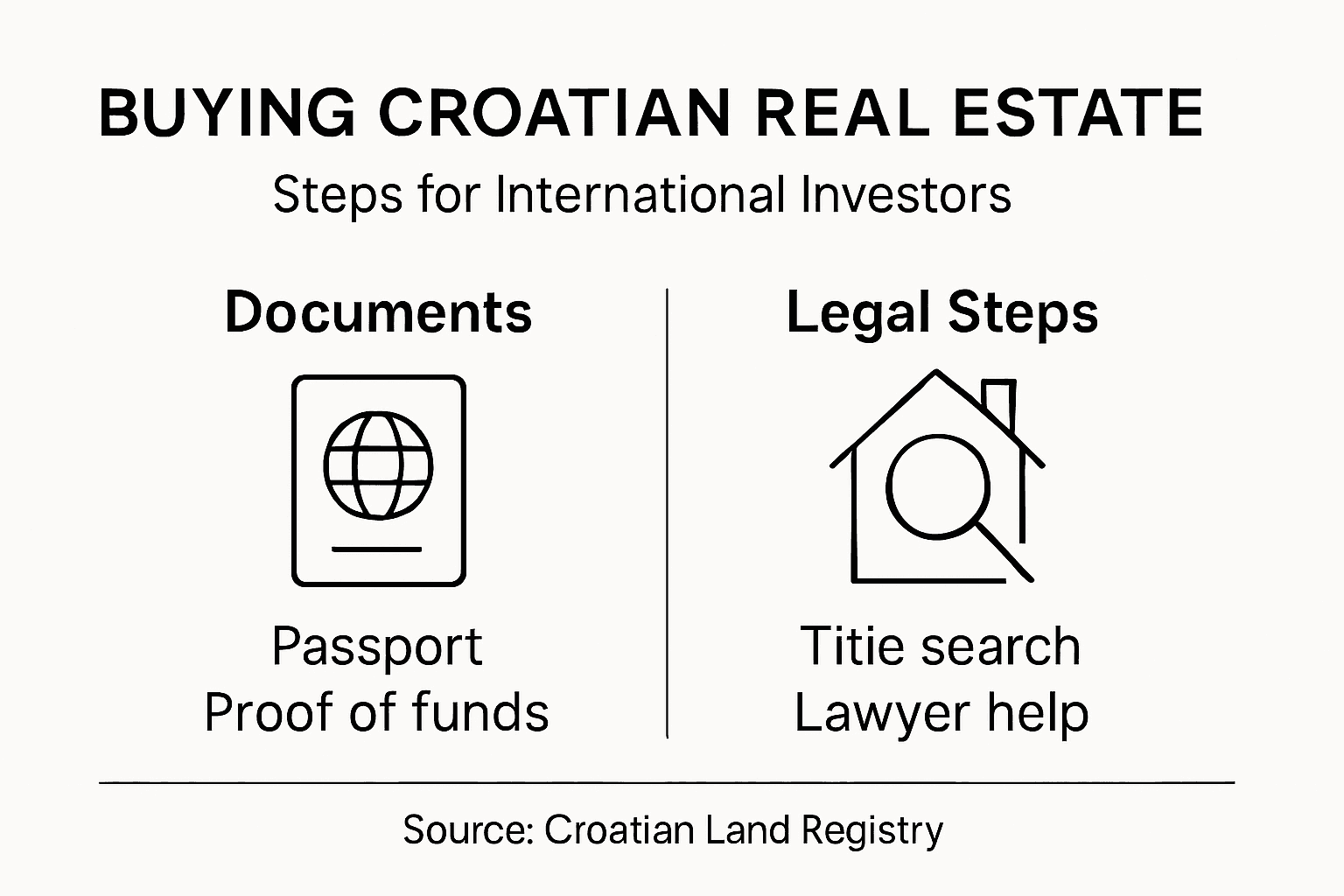 Steps infographic for buying Croatian property