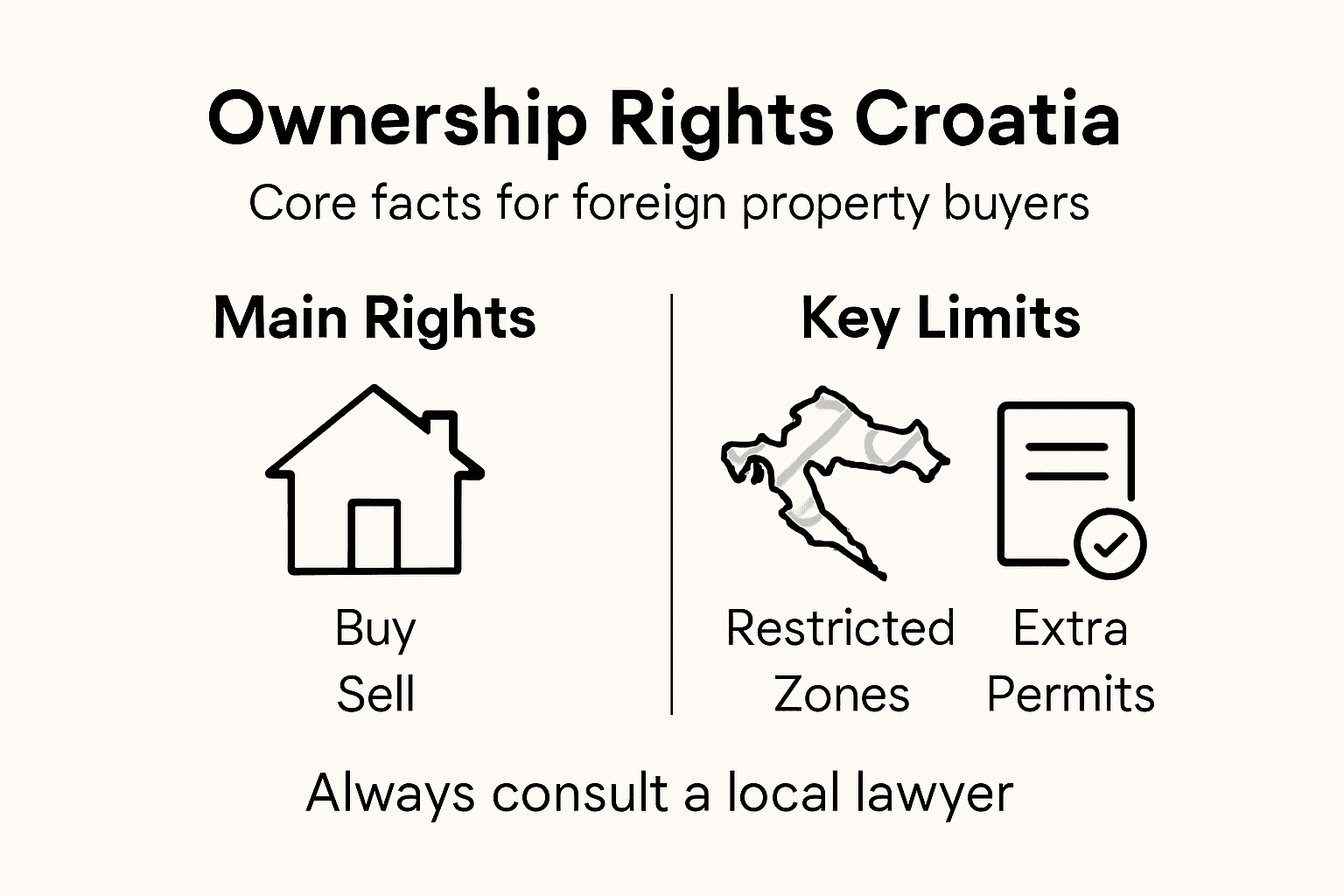 Infographic on Croatian ownership rights for foreigners