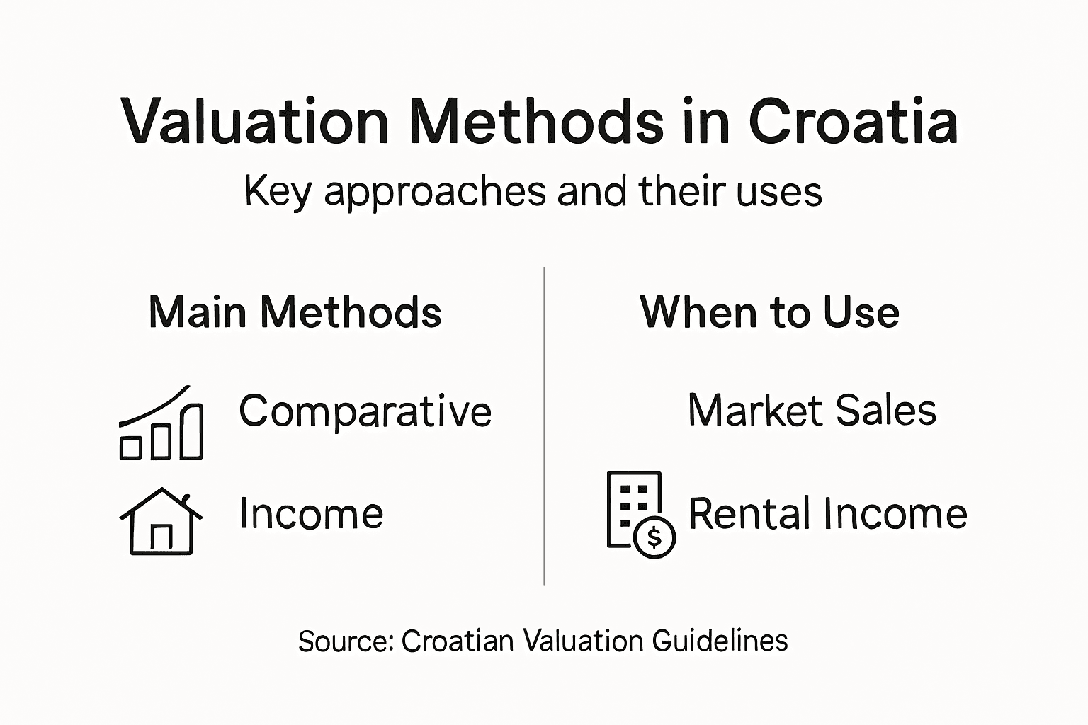 Infographic with Croatian valuation methods overview