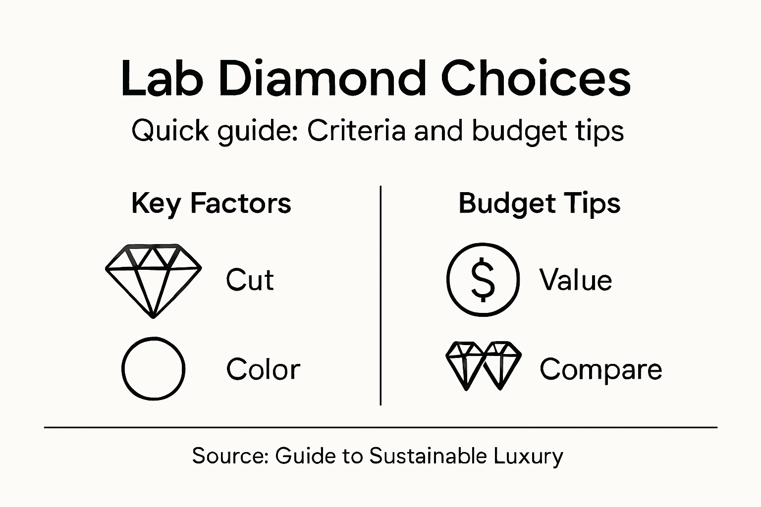 Infographic with lab diamond criteria and budget tips