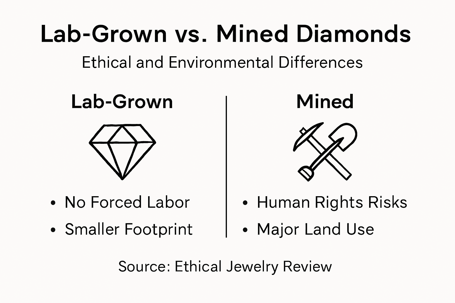 Infographic comparing ethical impact of diamond sources