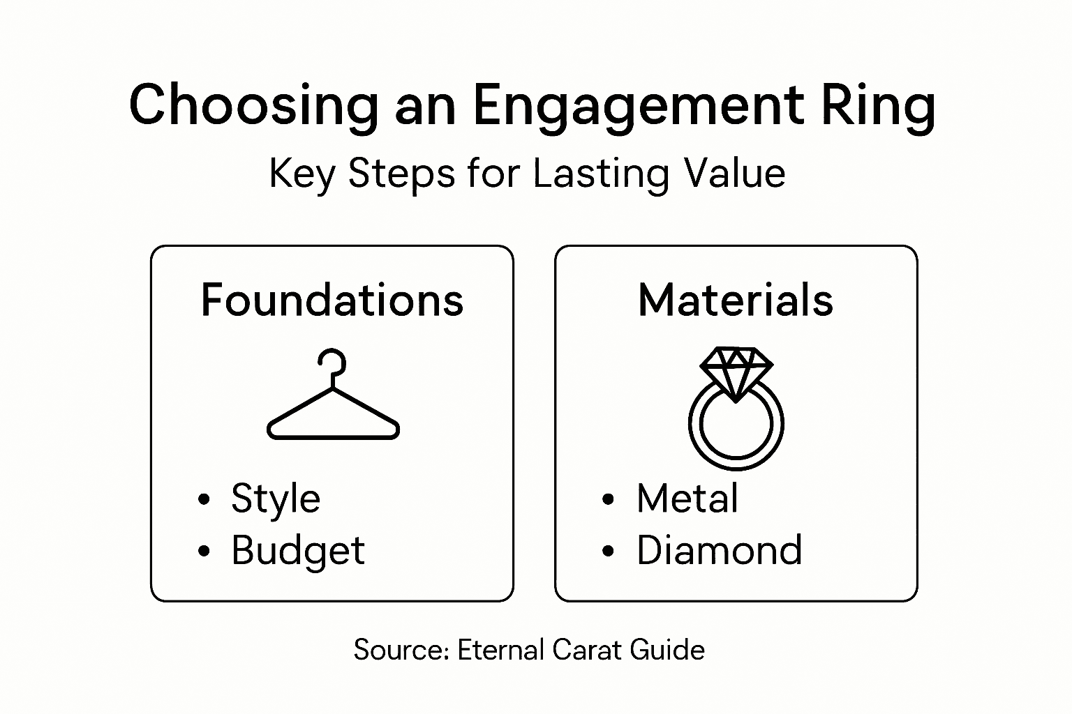 Infographic outlining steps for ring selection