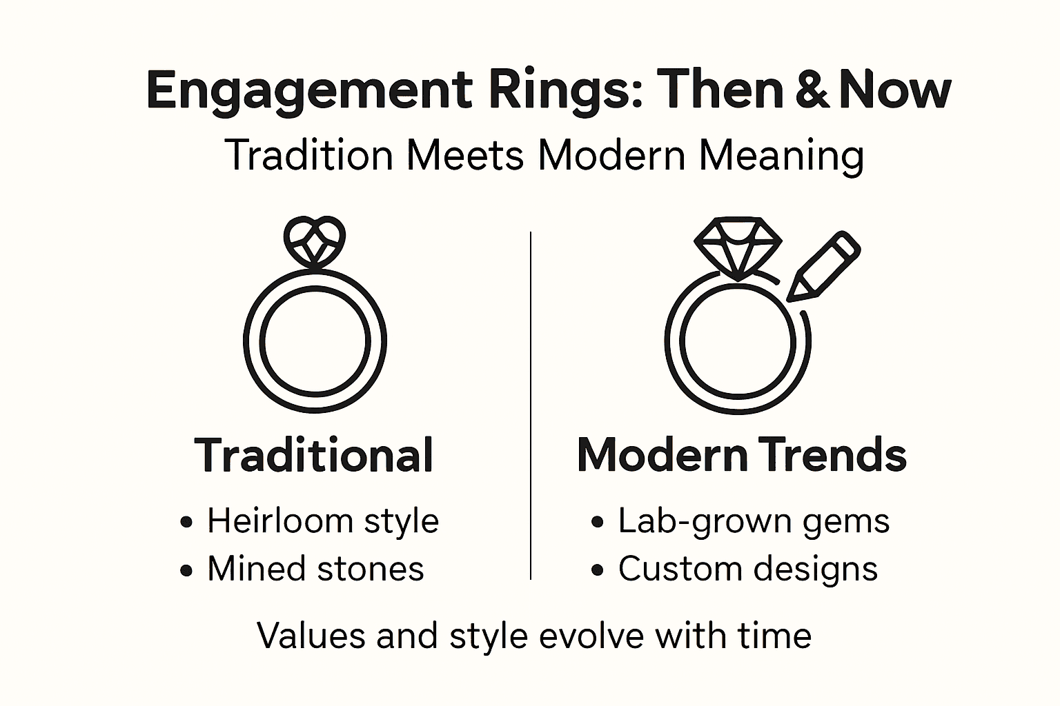 Infographic of traditional vs modern engagement rings