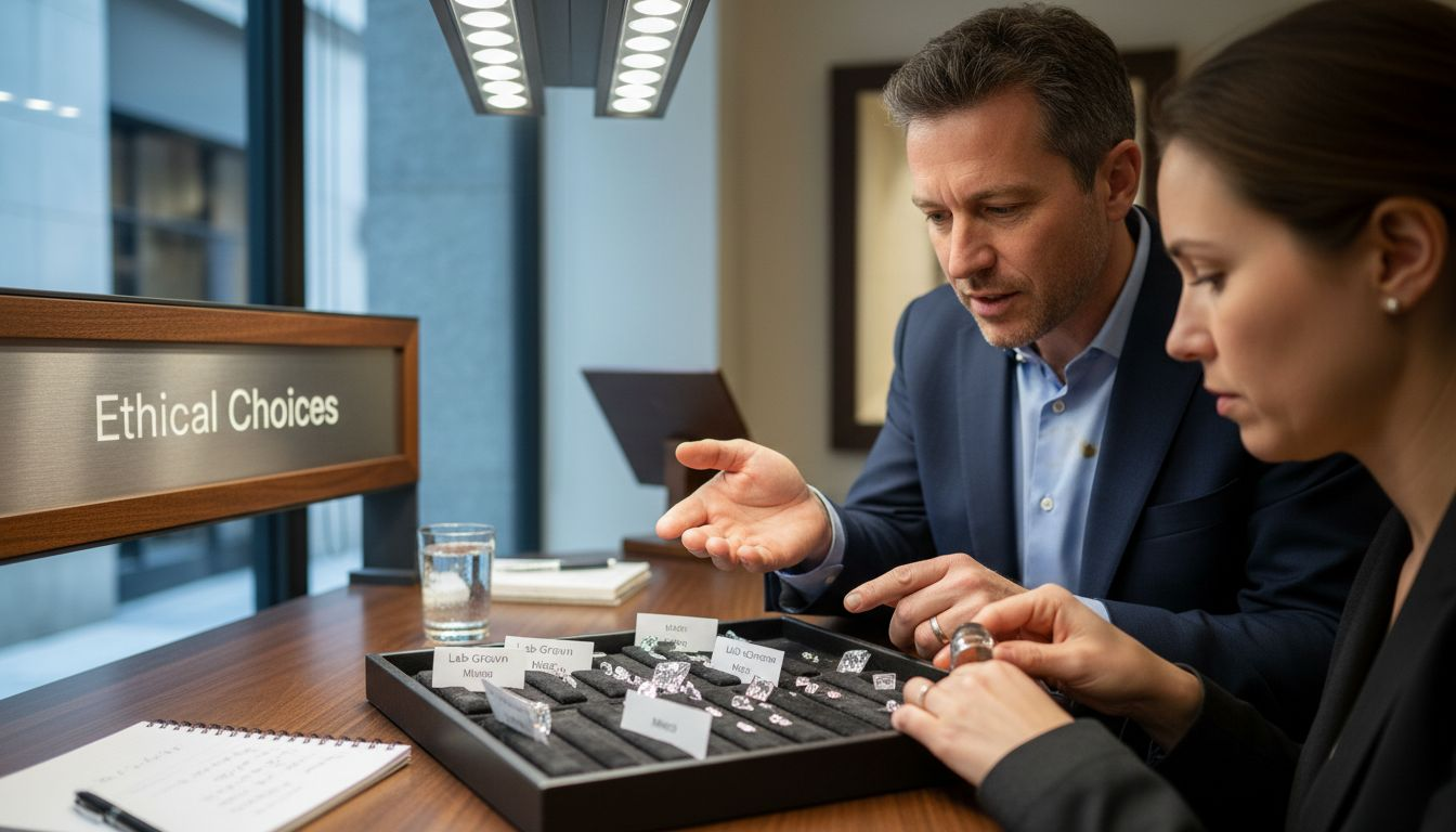 Customer comparing lab and mined diamonds