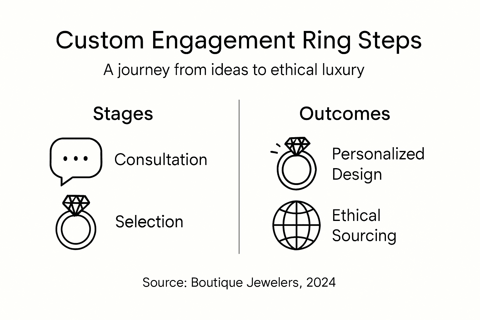 Infographic showing custom ring design steps