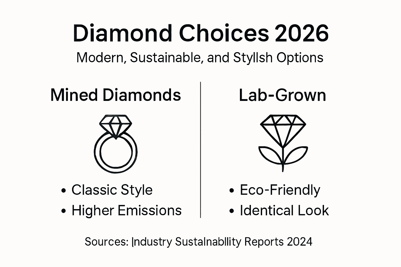 Infographic comparing lab-grown and mined diamonds