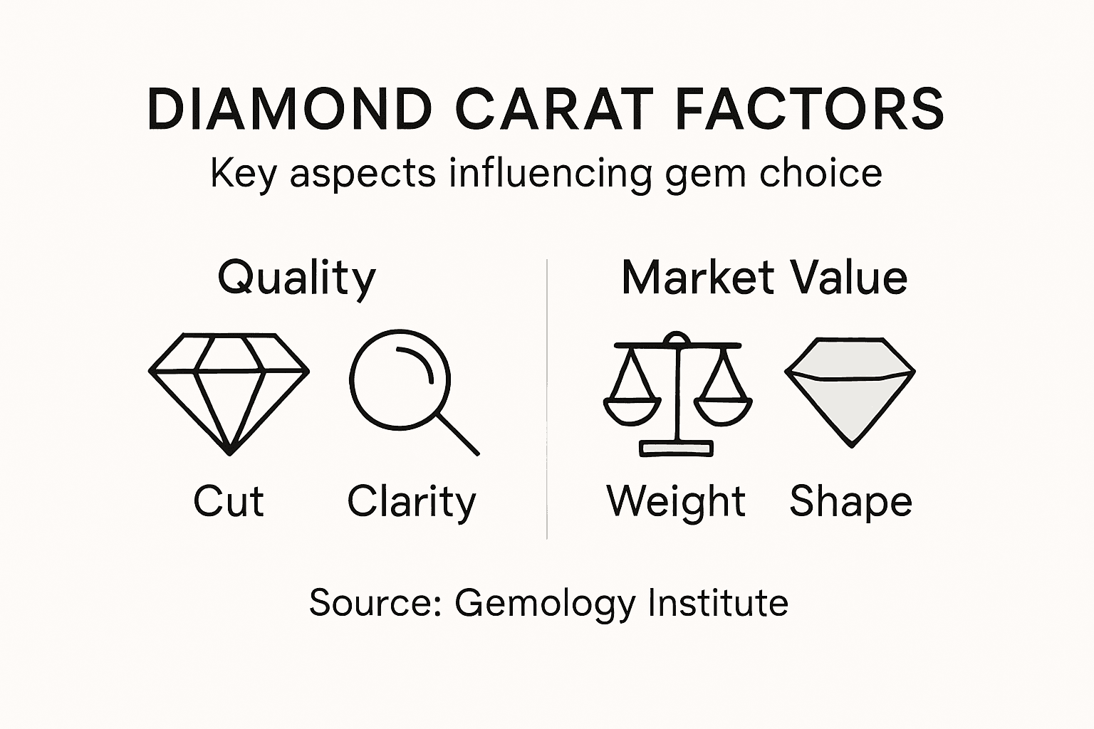 Infographic showing diamond value factors