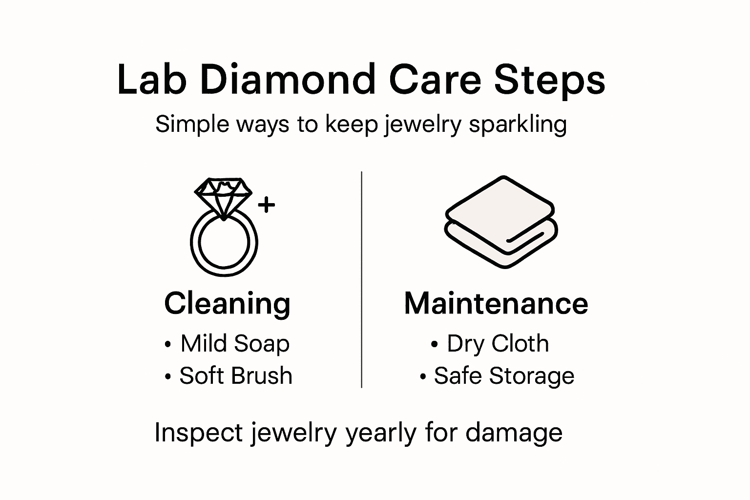 Infographic of lab diamond care steps