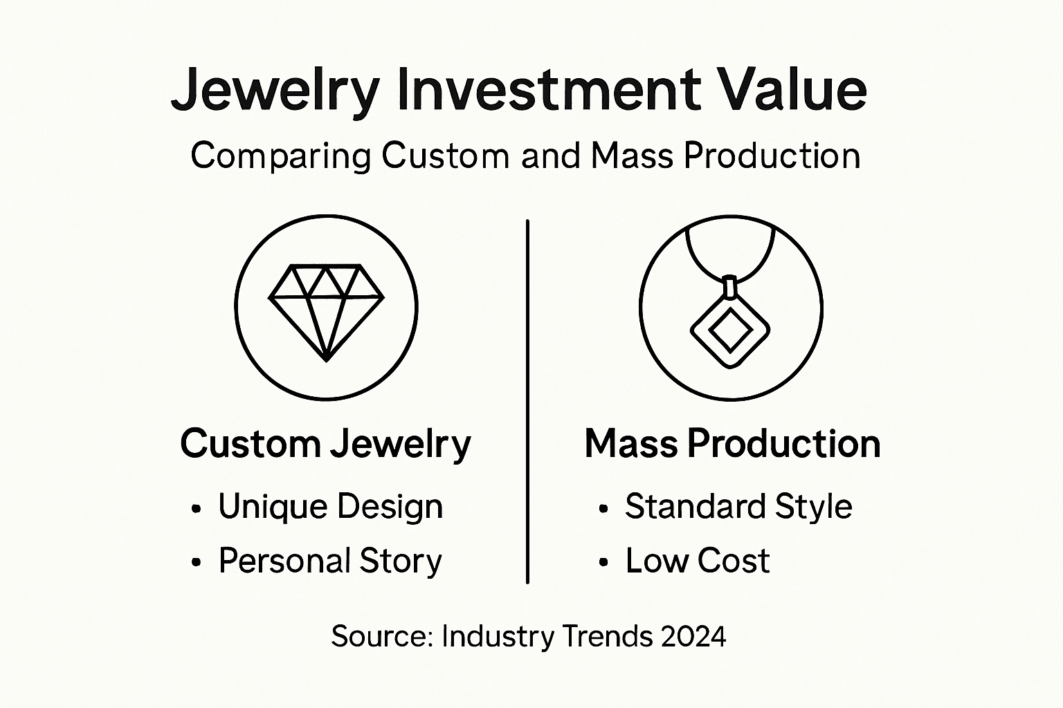 Infographic comparing custom and mass-produced jewelry
