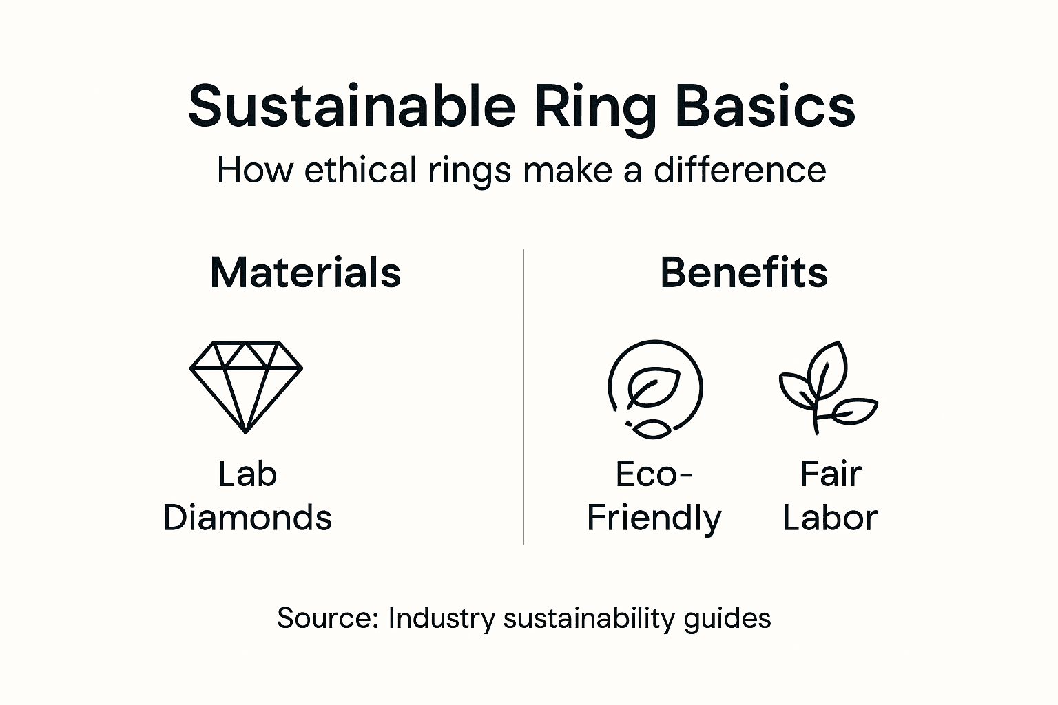 Infographic summarizes sustainable rings materials and benefits
