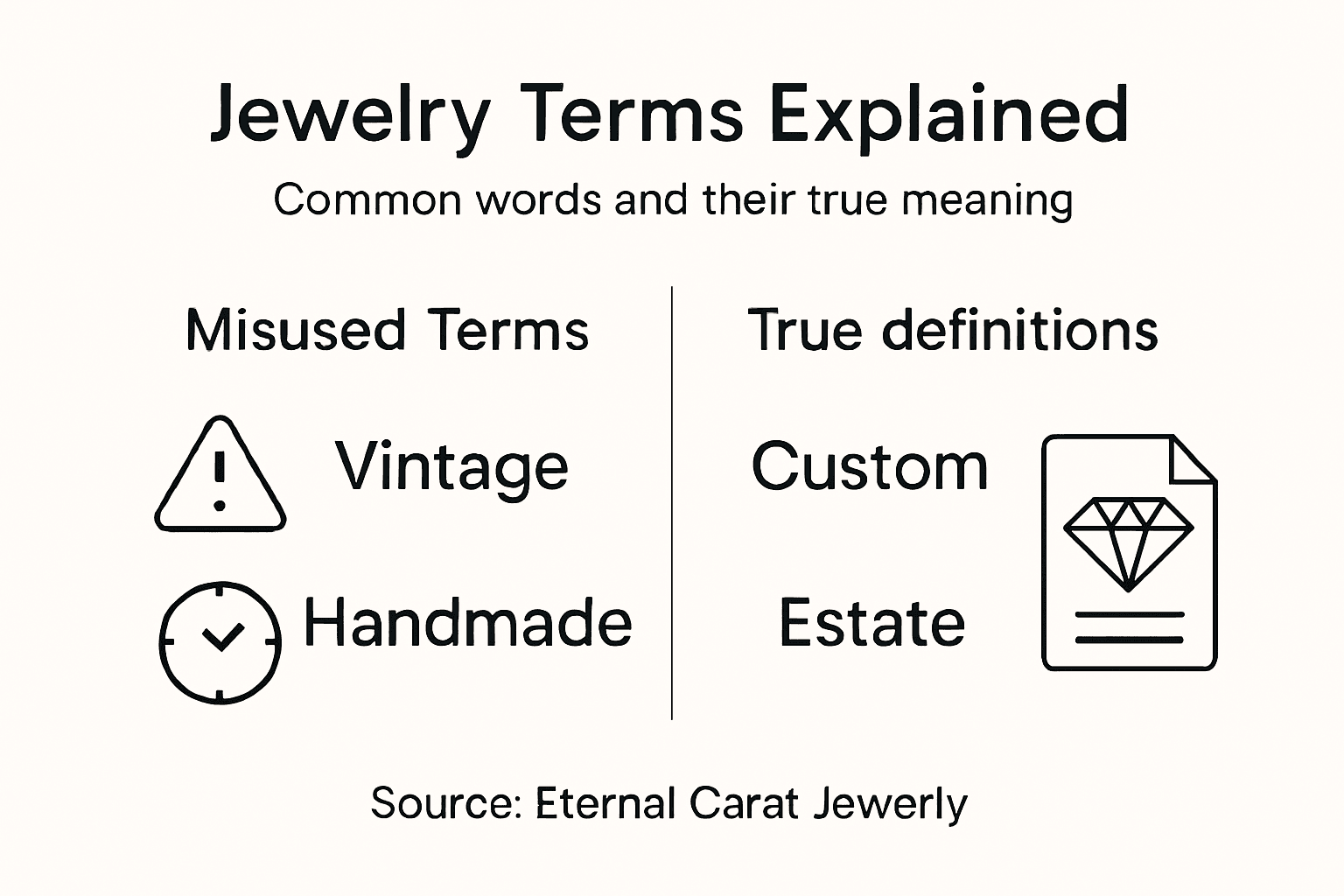 Infographic explaining jewelry terminology differences