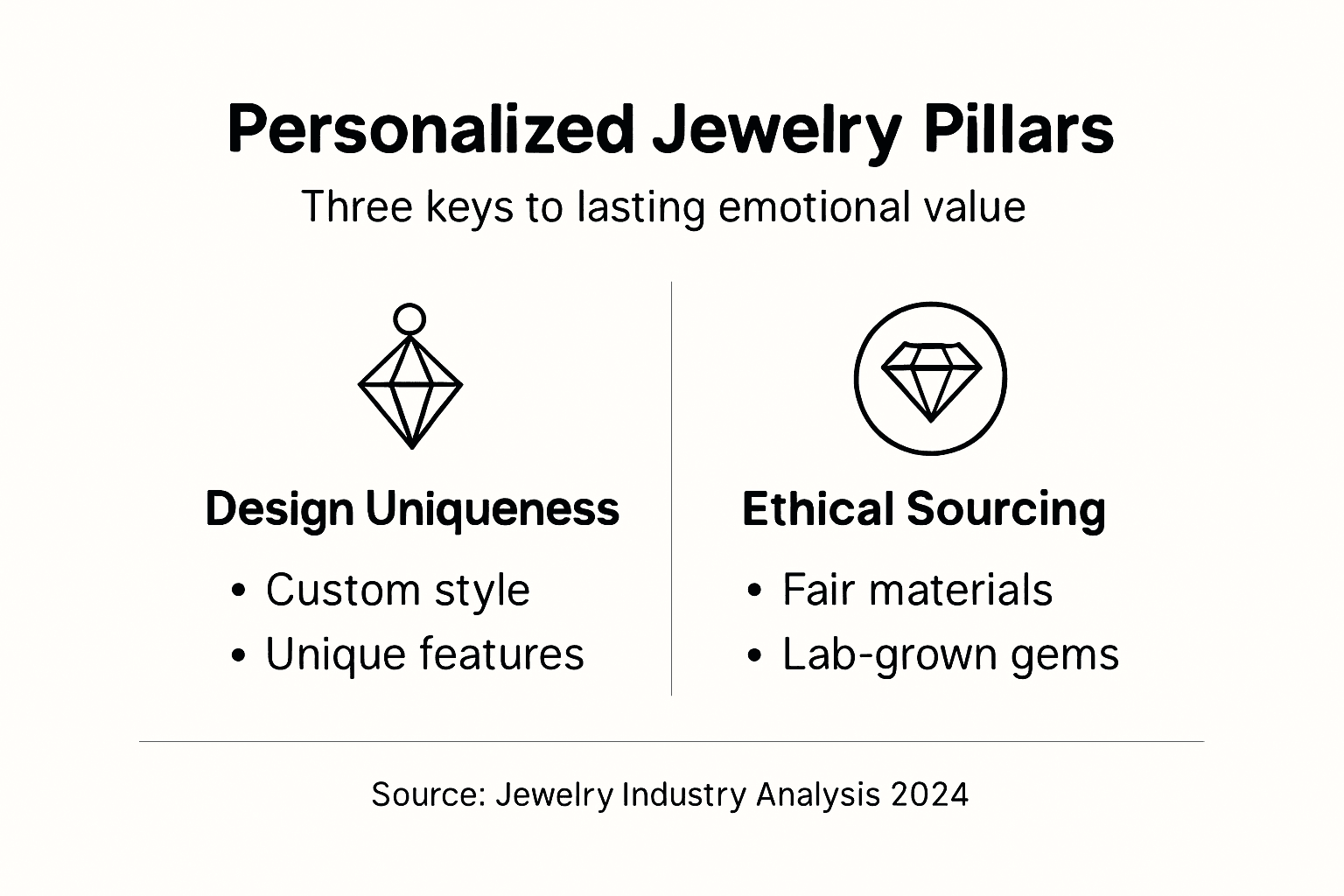 Infographic showing pillars of personalized jewelry