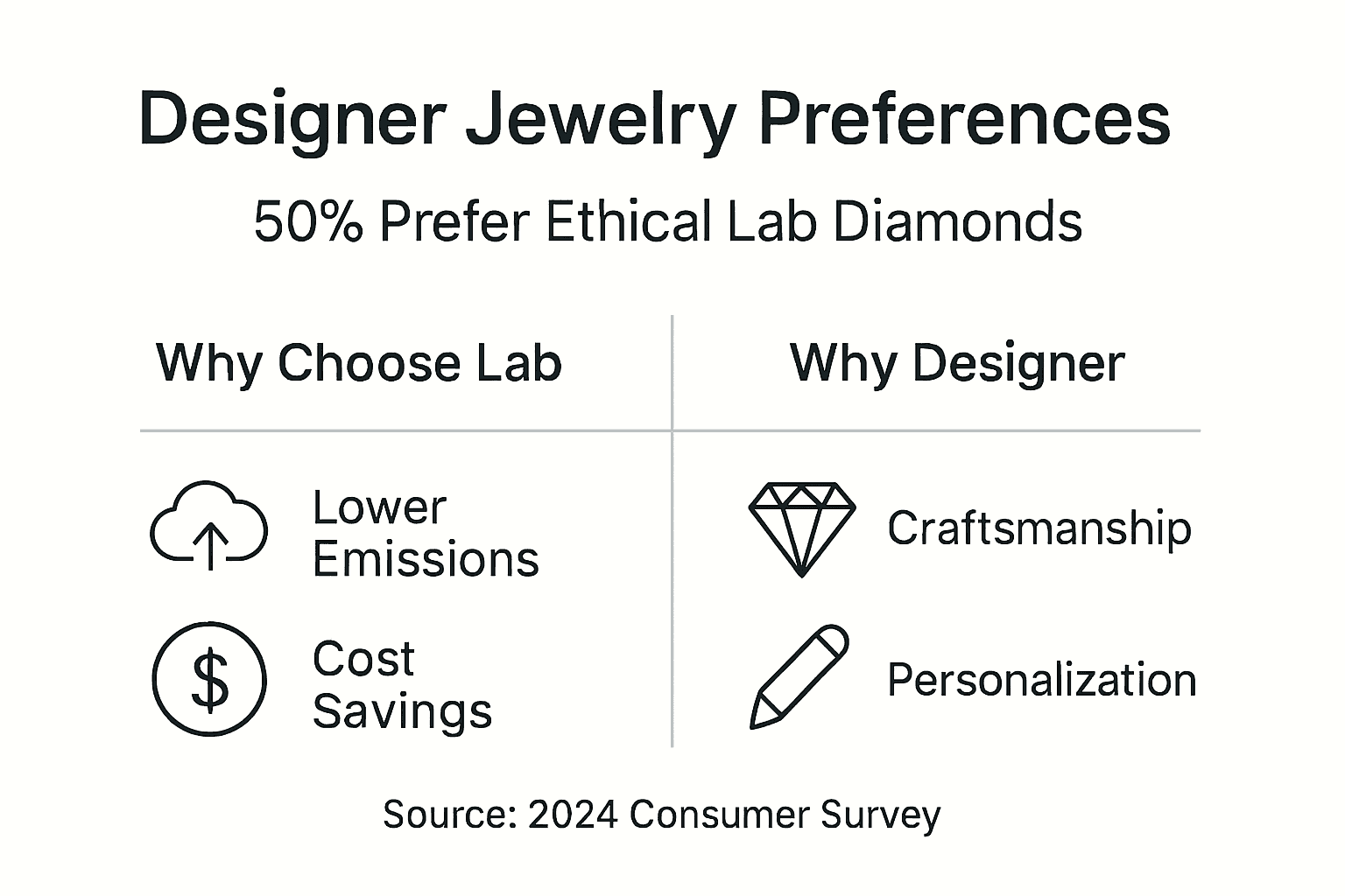 Infographic on designer jewelry and lab diamond trends