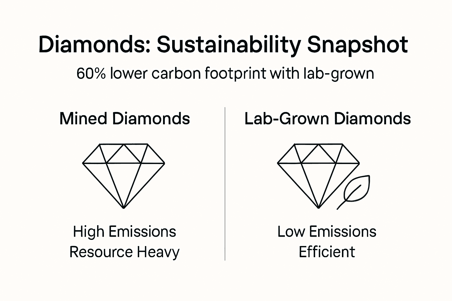 Infographic comparing mined and lab-grown diamond impact