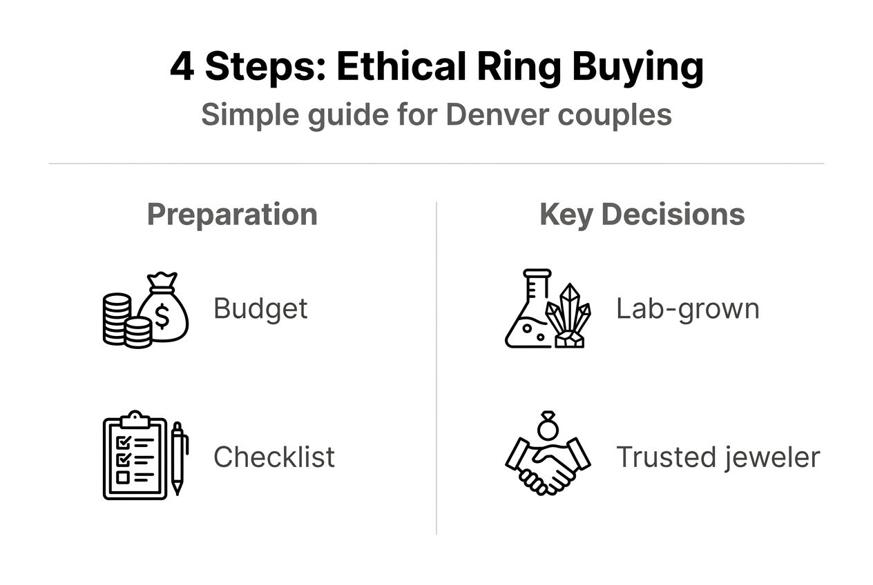 Infographic with steps for ethical ring shopping