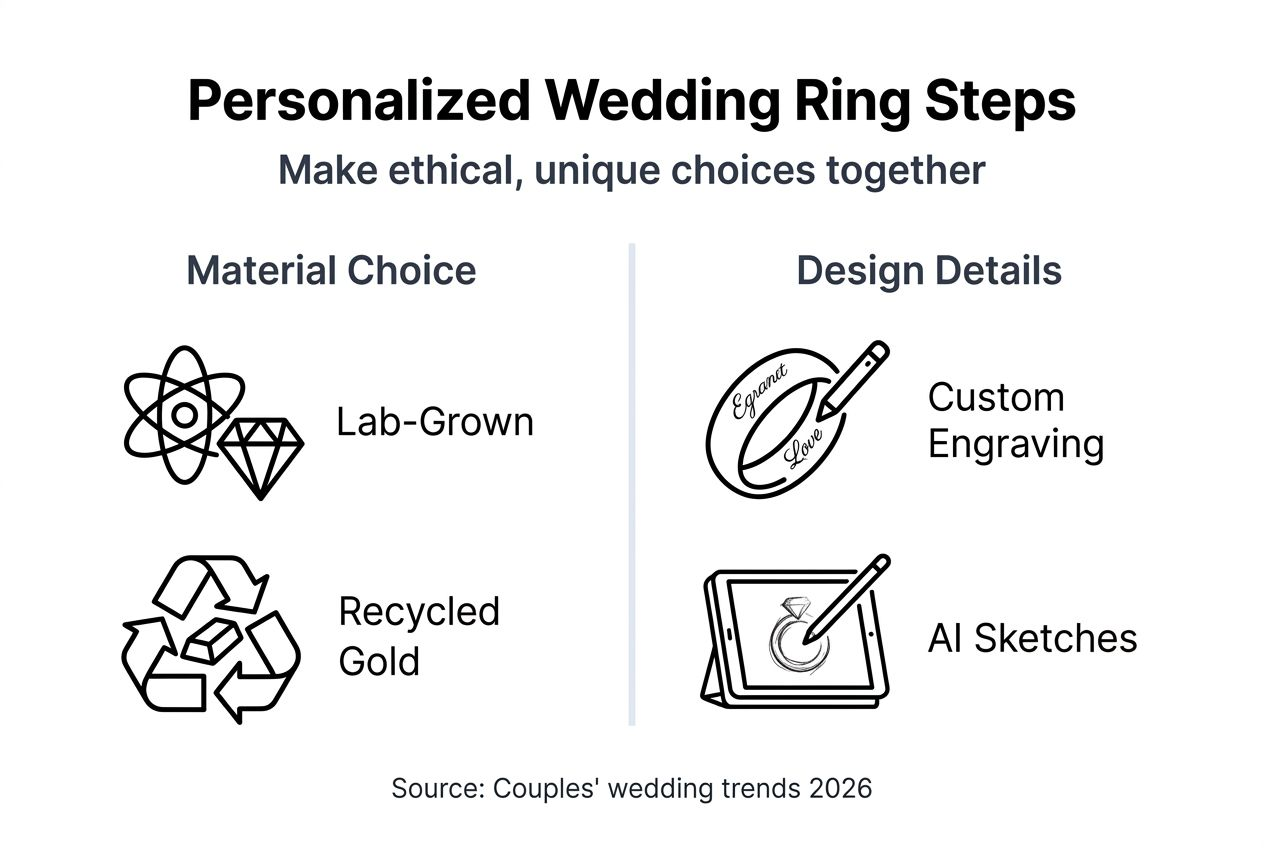 Infographic illustrating steps of personalizing wedding rings
