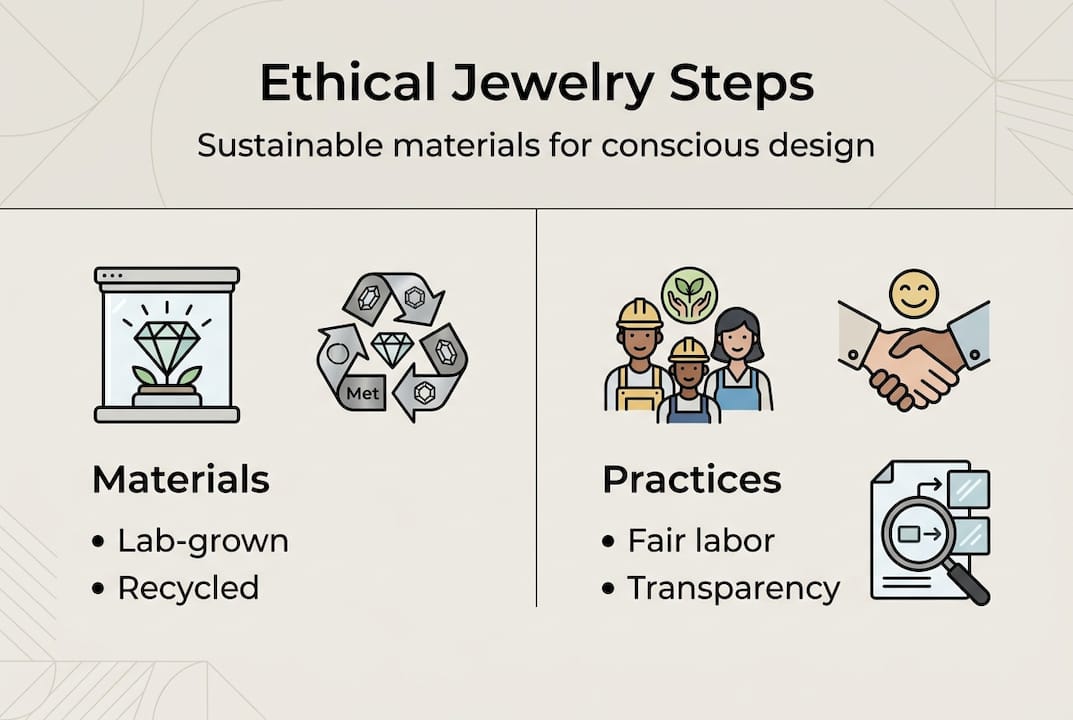 Infographic with ethical jewelry design steps