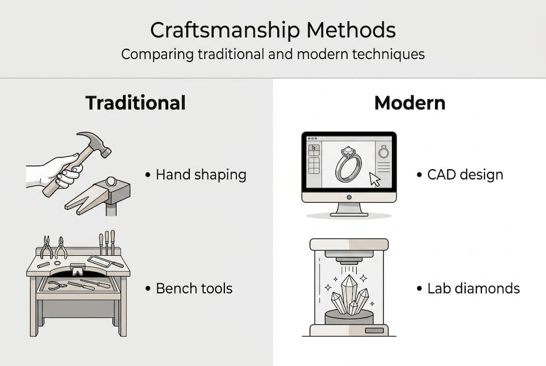 Infographic comparing traditional and modern crafting methods