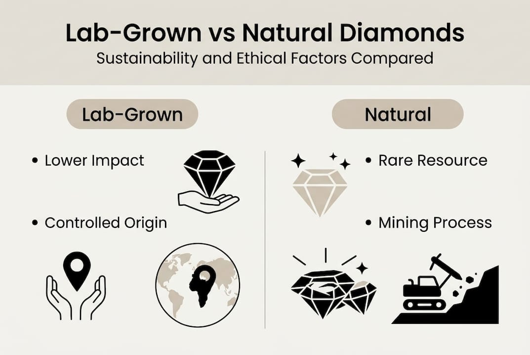 Infographic comparing diamond sustainability