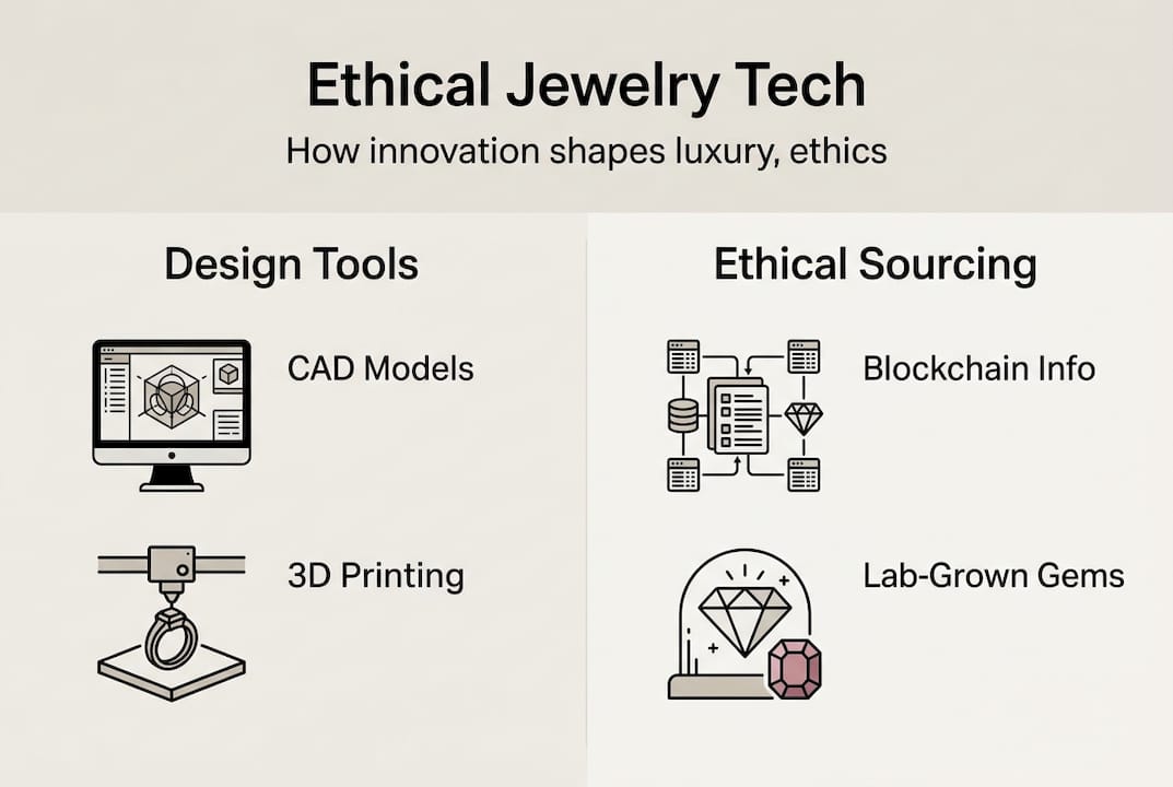 Infographic showing ethical jewelry technology benefits